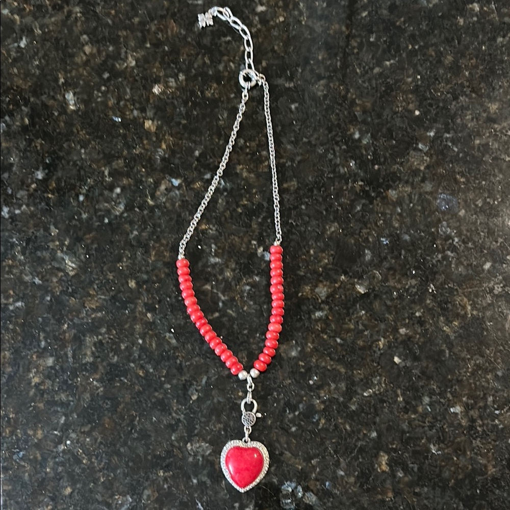 Patricia Nash Red Beaded Heart Necklace